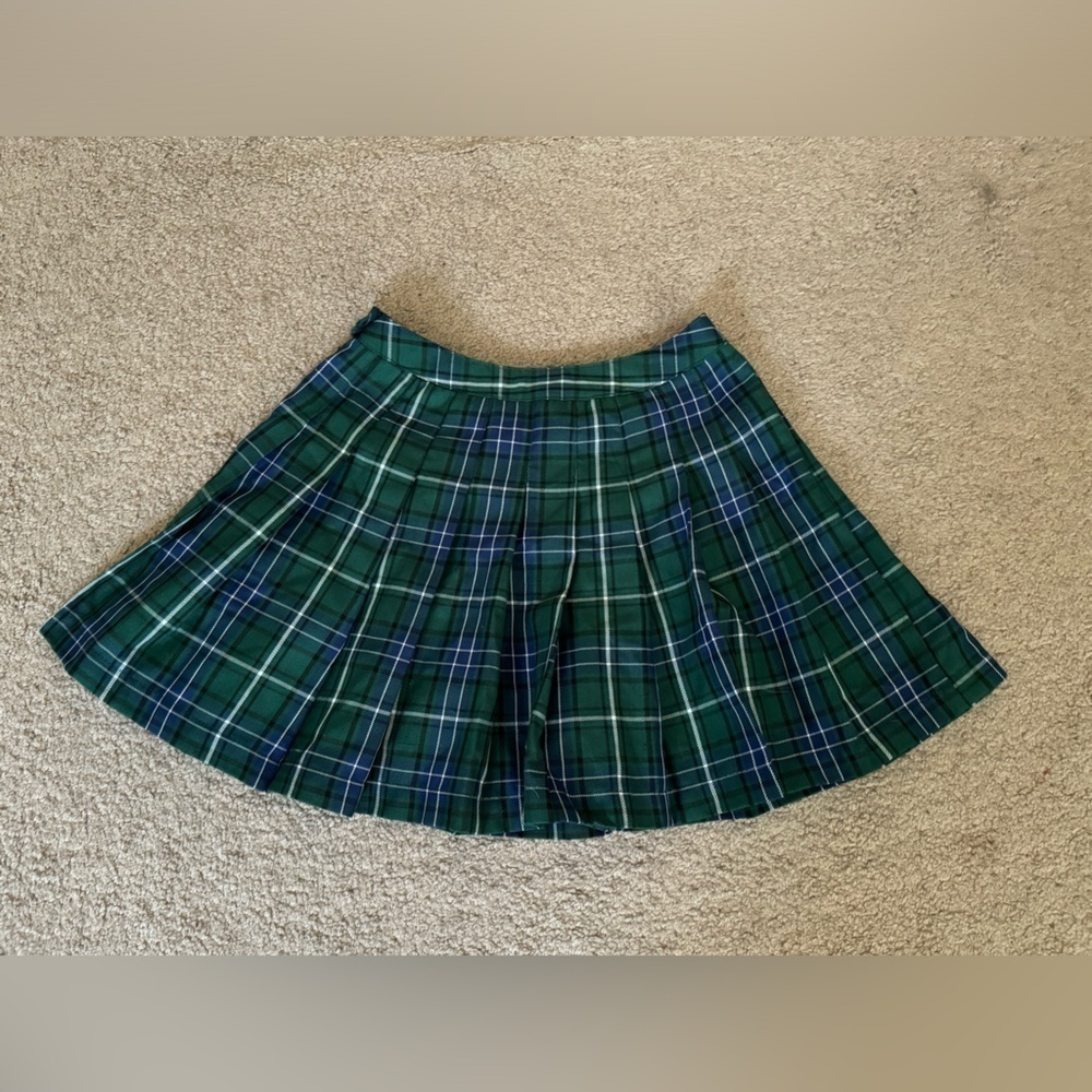Forever 21‎ green plaid school skirt mini skirt size XS